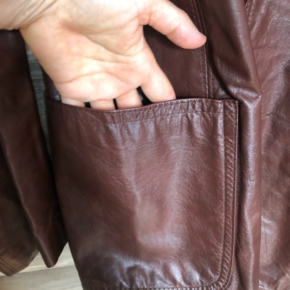 Vintage Boho Brown Leather Jacket Blazer Medium - Picture 5 of 12